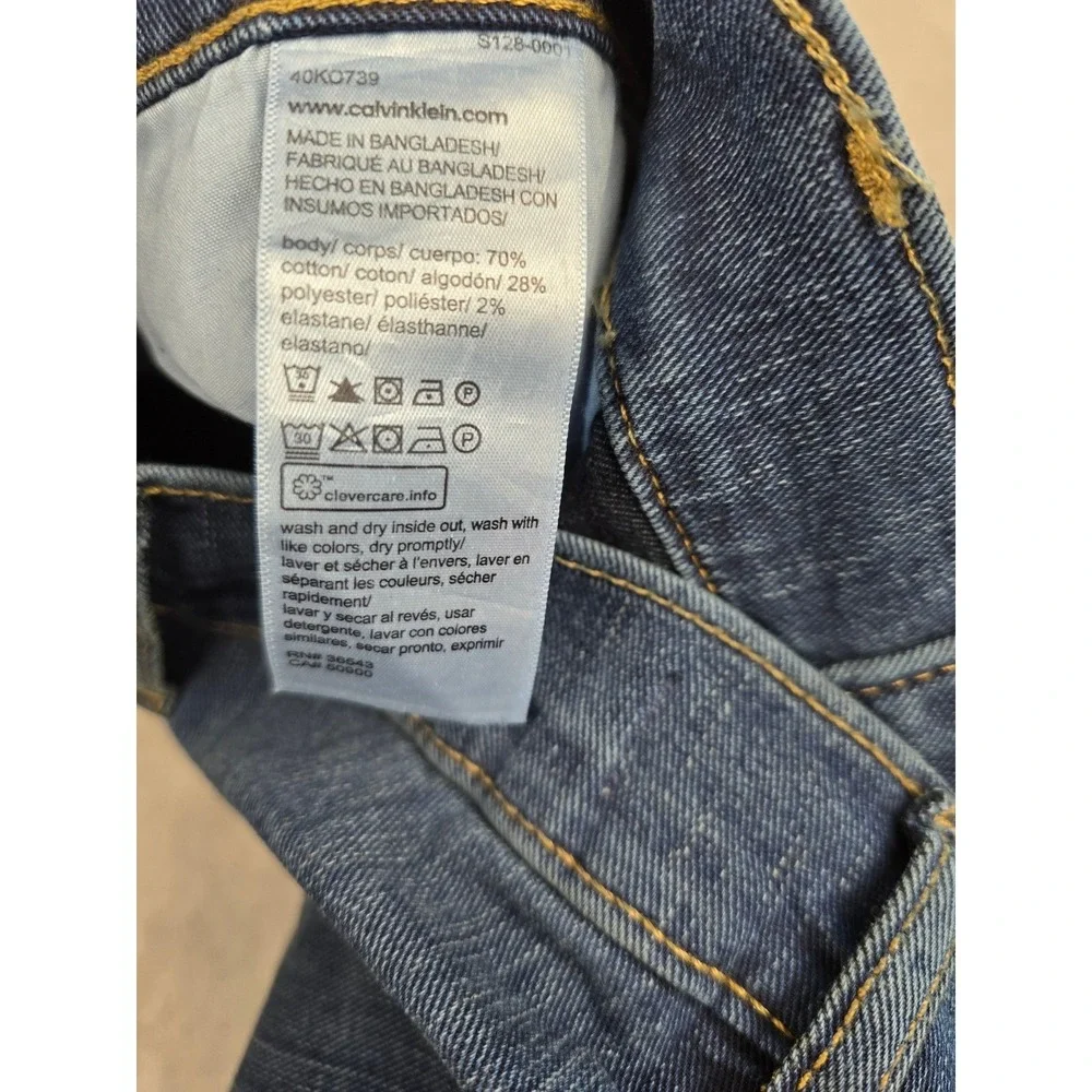 Calvin Klein Straight Jeans Mens 40x30 Blue Avedon Dark Stretch Denim